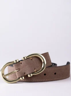 Taupe - Lakeland Leather Bowness Suède Riem met Dubbele Gesp
