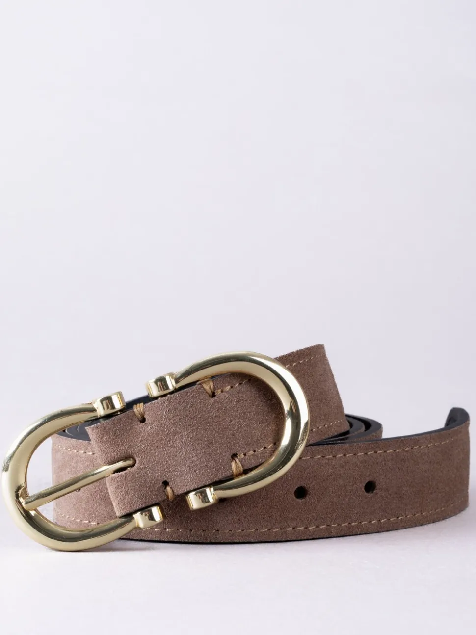 Taupe - Lakeland Leather Bowness Suède Riem met Dubbele Gesp