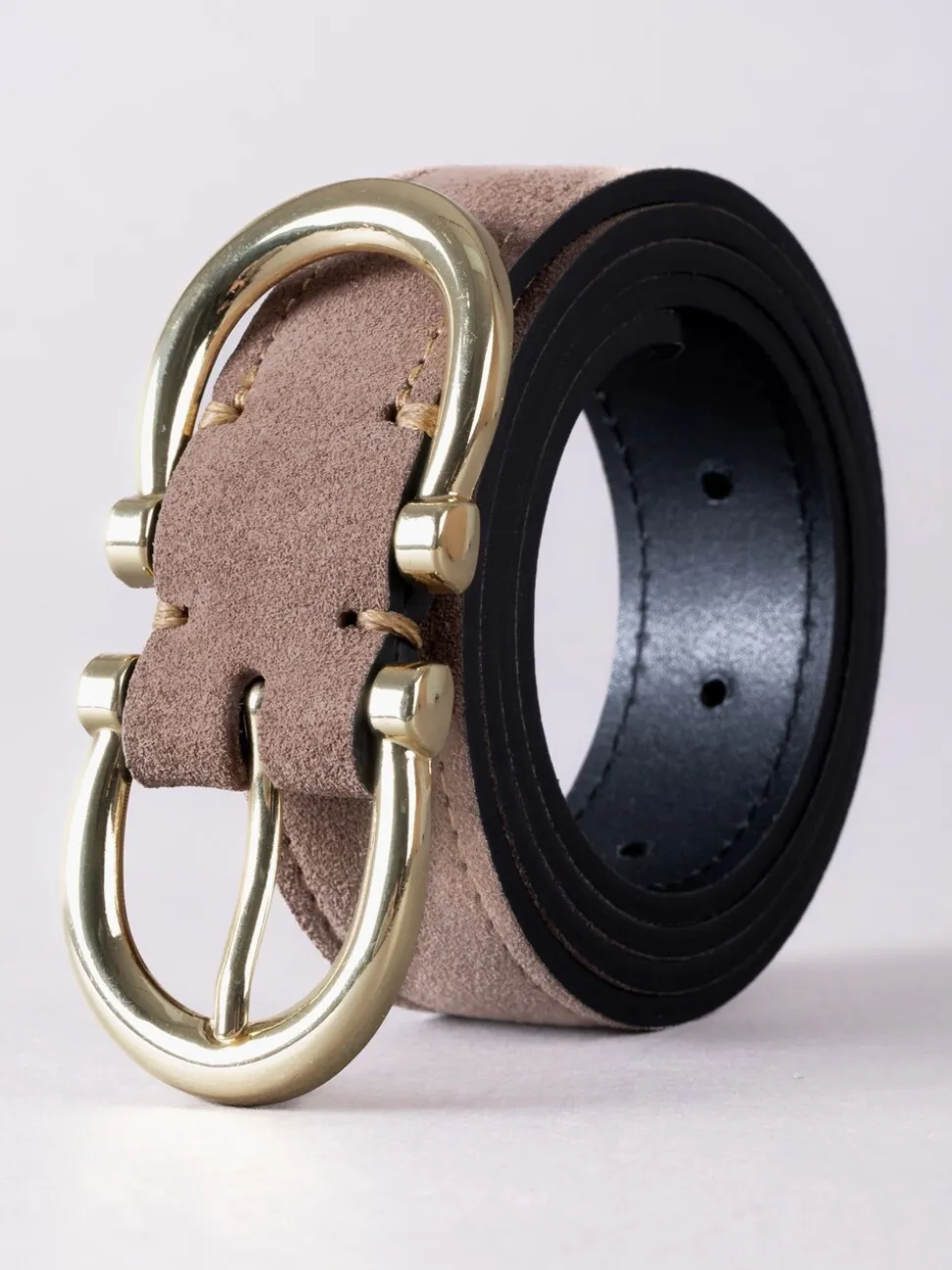 Taupe - Lakeland Leather Bowness Suède Riem met Dubbele Gesp