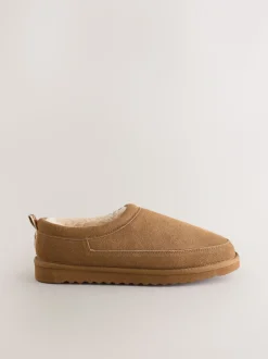 Taupe - Signature Suede Faux Fur Lined Slippers