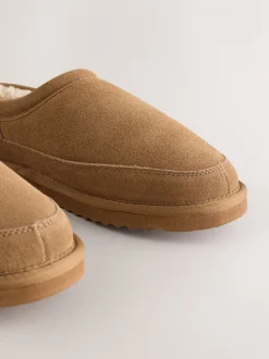 Taupe - Signature Suede Faux Fur Lined Slippers
