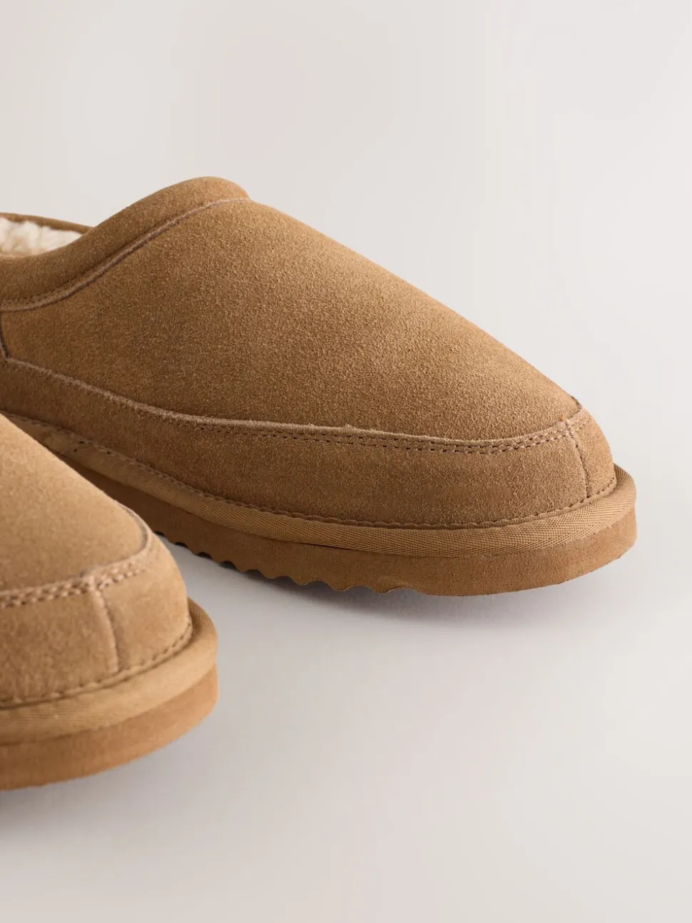 Taupe - Signature Suede Faux Fur Lined Slippers
