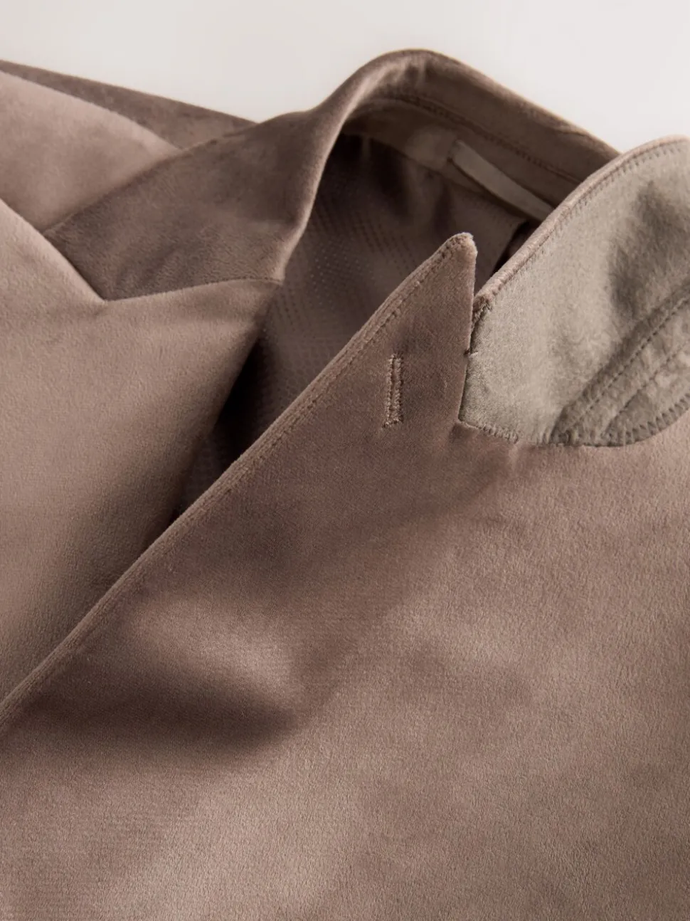 Taupe - Slim Fit - Velvet blazer met zelfrevers