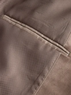Taupe - Slim Fit - Velvet blazer met zelfrevers