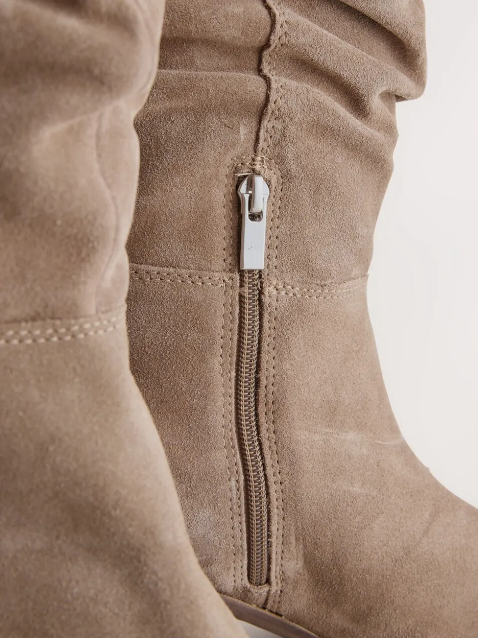 Taupe Brown Suede - Forever Comfort® Slouchy Knee High Block Heeled Boots