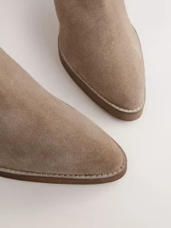 Taupe Brown Suede - Forever Comfort® Slouchy Knee High Block Heeled Boots
