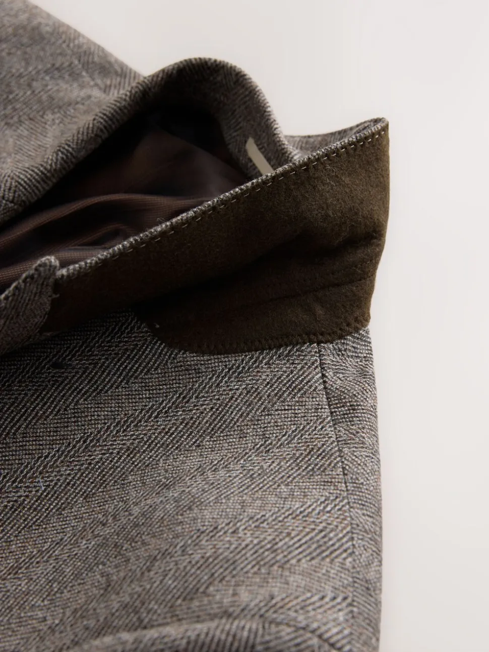 Taupe bruin - Double Breasted Signature Marzotto 100% Italian Wool Herringbone Suit Jacket