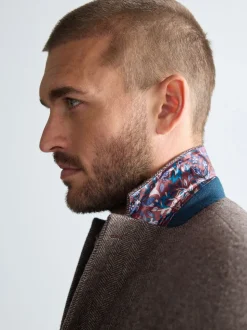 Taupe bruin - Normale Pasvorm - Signature Nova Fides Blazer van wolblend met visgraatmotief