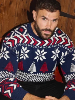 The Little Tailor Blauwe Kerstmis Multicolour Fairisle Katoenen Trui