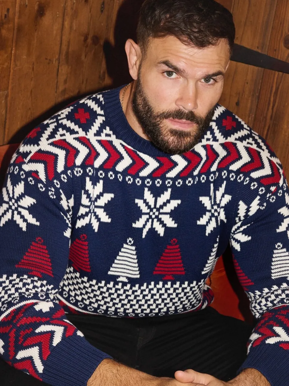 The Little Tailor Blauwe Kerstmis Multicolour Fairisle Katoenen Trui