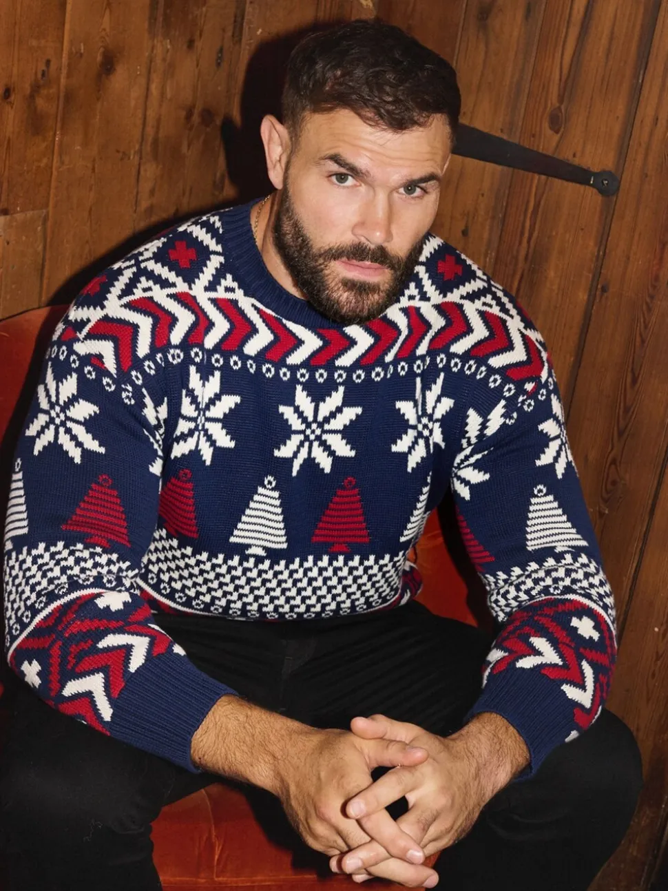 The Little Tailor Blauwe Kerstmis Multicolour Fairisle Katoenen Trui
