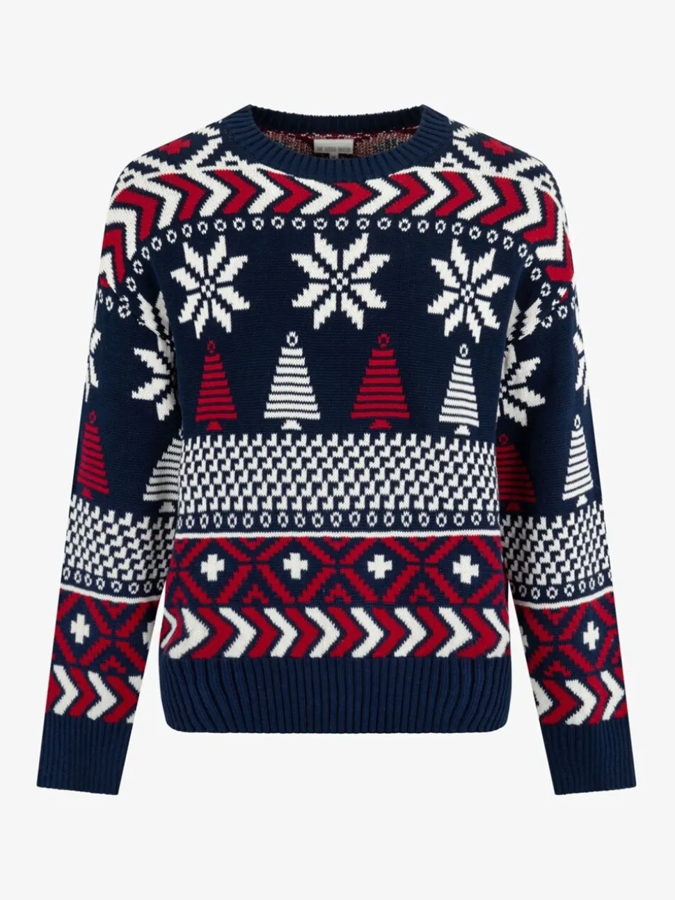 The Little Tailor Blauwe Kerstmis Multicolour Fairisle Katoenen Trui