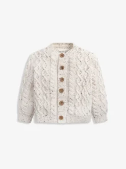 The Little Tailor Natural Fisherman Cable Knit Cotton Baby Cardigan
