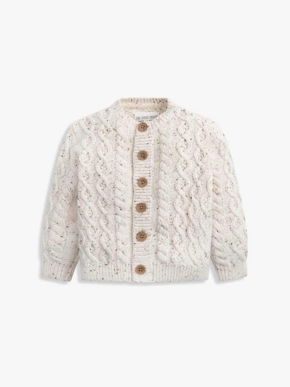 The Little Tailor Natural Fisherman Cable Knit Cotton Baby Cardigan