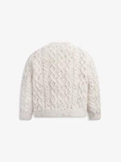 The Little Tailor Natural Fisherman Cable Knit Cotton Baby Cardigan