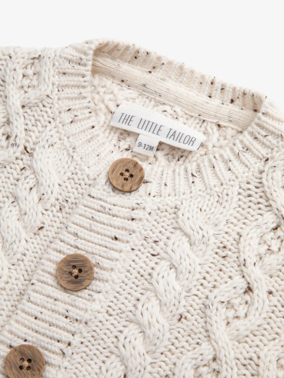 The Little Tailor Natural Fisherman Cable Knit Cotton Baby Cardigan