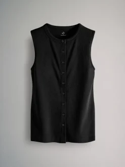The Set 3 Pack Button Through Ribbed Vests