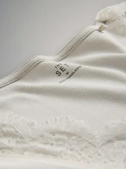 The Set 4 Pack Long Sleeve V-Neck Ribbed Lace Trim T-Shirt