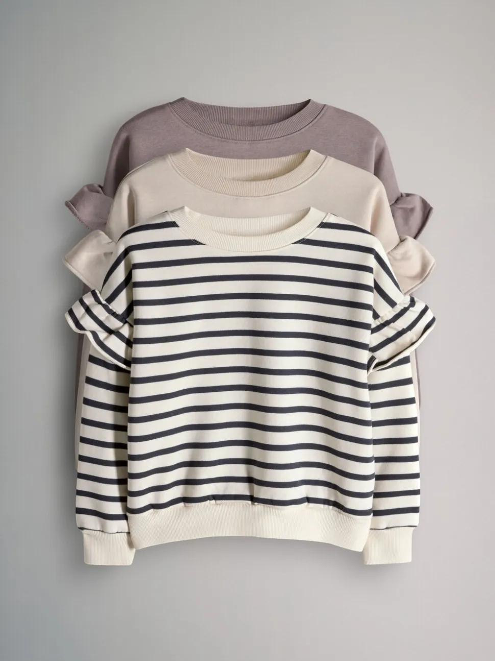 The Set 3 Pack Relaxed Frill Sleeve Sweatshirts
