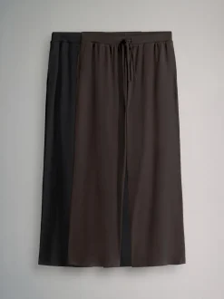 The Set 2 Pack Ribbed Jersey Wide Leg Trouser