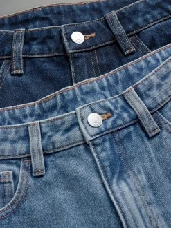 The Set 2 Pack wijde pijpen jeans met omgeslagen zoom