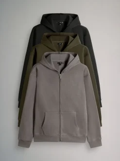 The Set 3 Pack Zip Through Hooded Sweatshirt