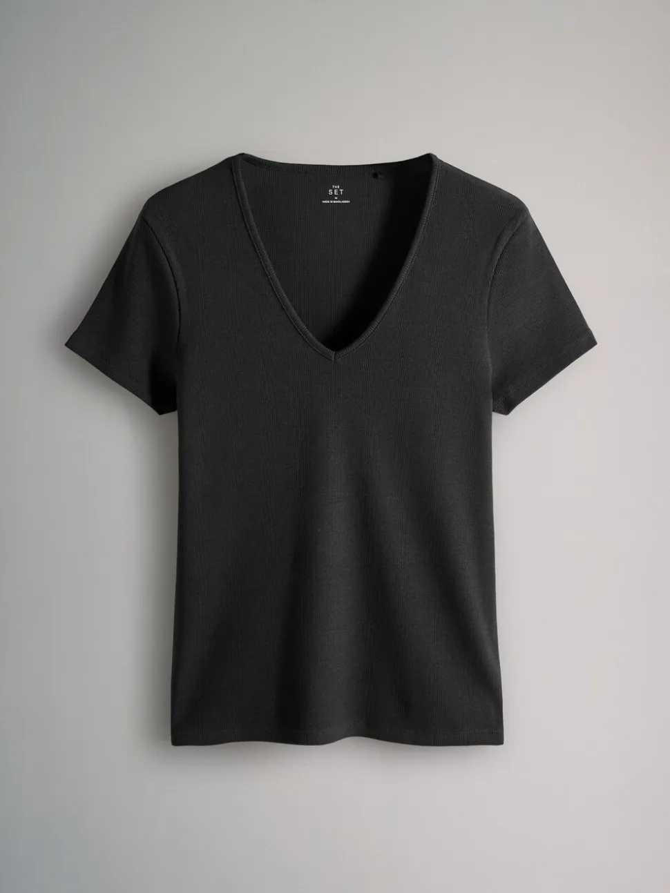 The Set verpakking van 3 geribbelde T-shirts met korte mouwen en V-hals