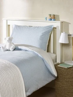 The White Company 100% Cotton Dusty Star Gingham Double Fitted Sheet