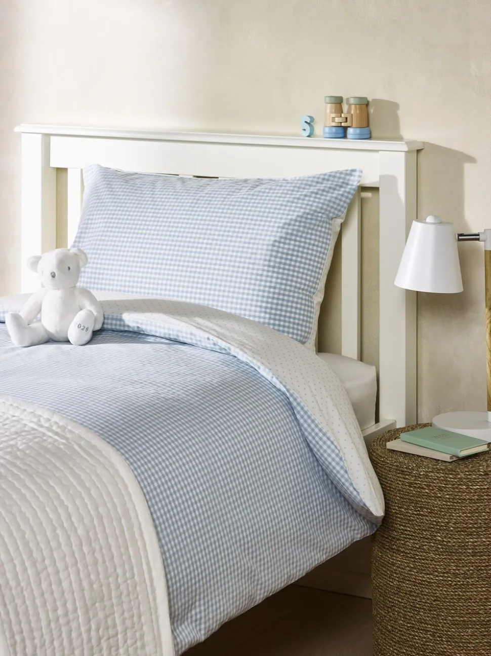 The White Company 100% Cotton Dusty Star Gingham Double Fitted Sheet