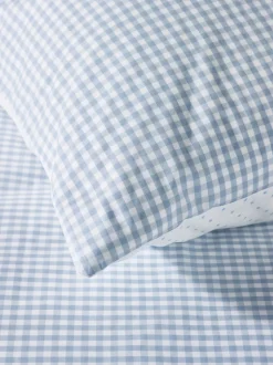 The White Company 100% Cotton Dusty Star Gingham Double Fitted Sheet