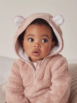 The White Company - Roze fleece rompertje