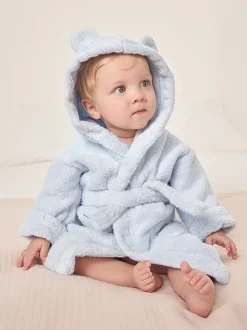 The White Company Blue Bear Baby 100% Cotton Robe