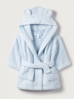 The White Company Blue Bear Baby 100% Cotton Robe