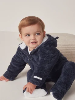 The White Company marineblauwe romper van fleece