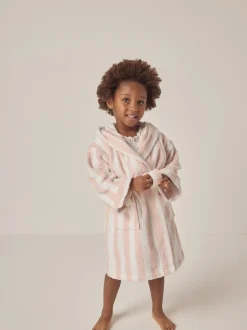 The White Company Natural 100% Cotton Wide Stripe Towelling Robe