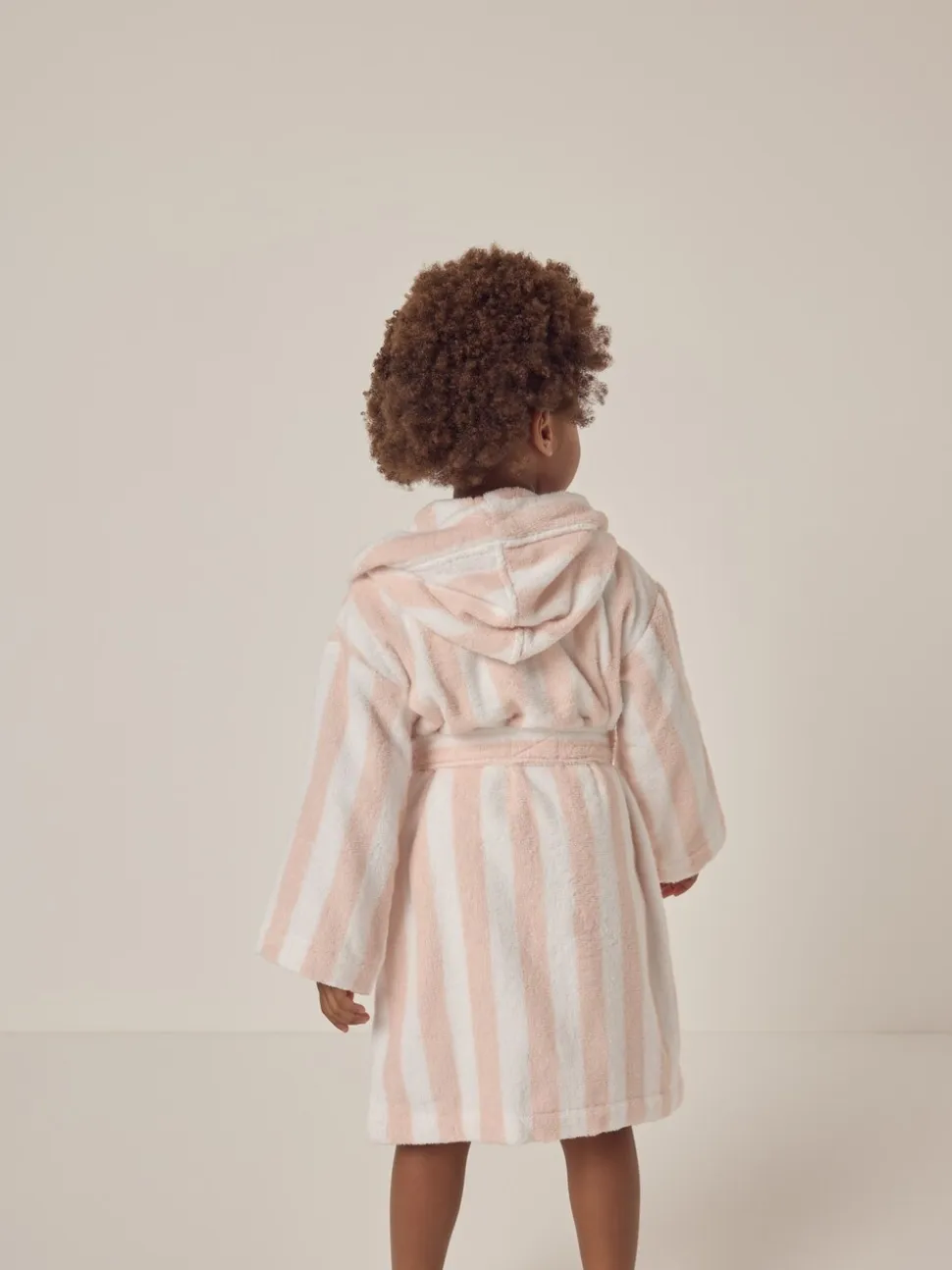 The White Company Natural 100% Cotton Wide Stripe Towelling Robe