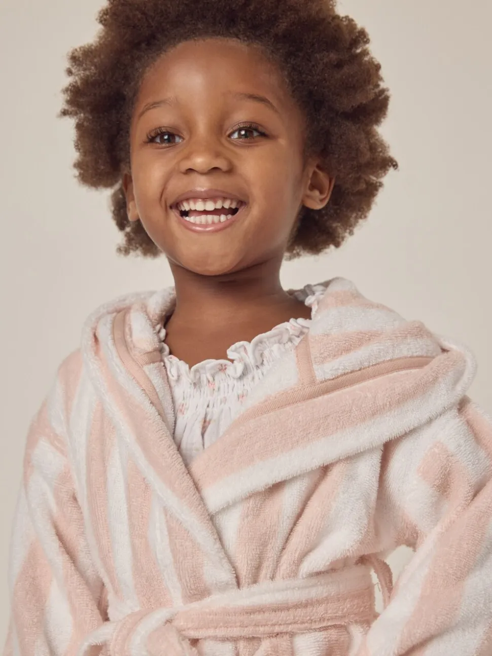 The White Company Natural 100% Cotton Wide Stripe Towelling Robe