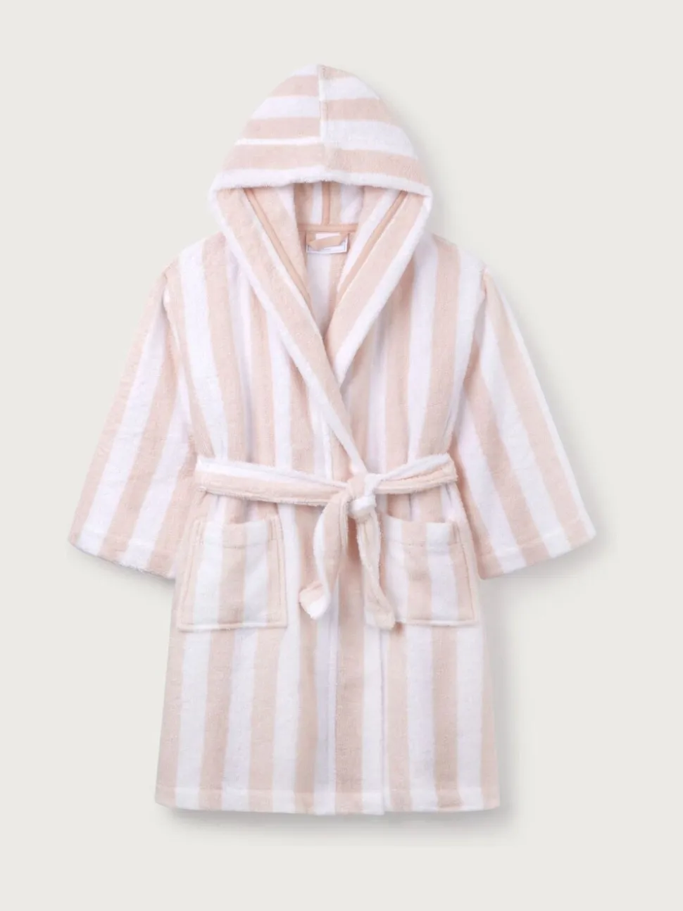 The White Company Natural 100% Cotton Wide Stripe Towelling Robe
