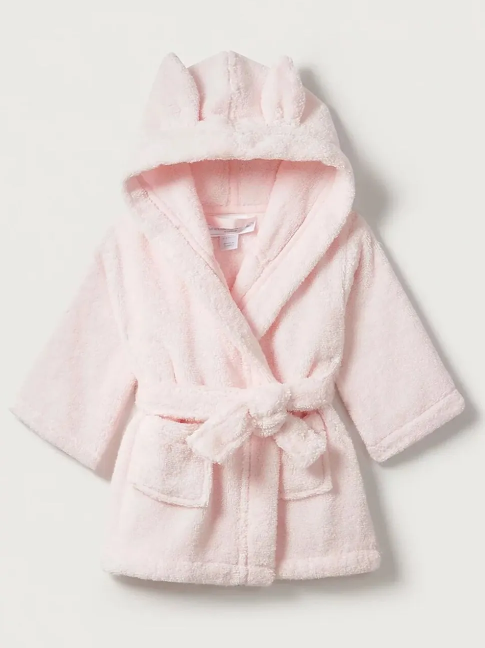 The White Company roze babybadjas met berenoren van 100% katoen