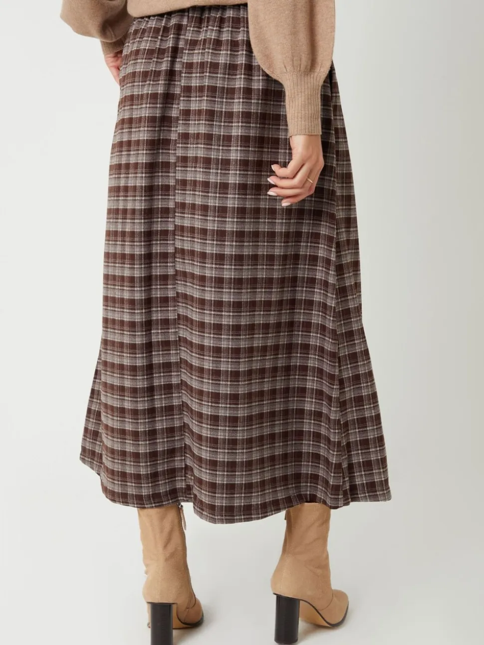Threadbare Check Pull On Midaxi Skirt