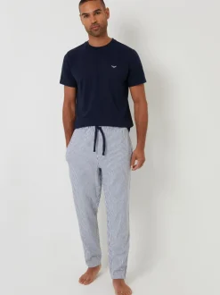Threadbare Short Sleeve Top & Stripe Trousers Pyjamas Set