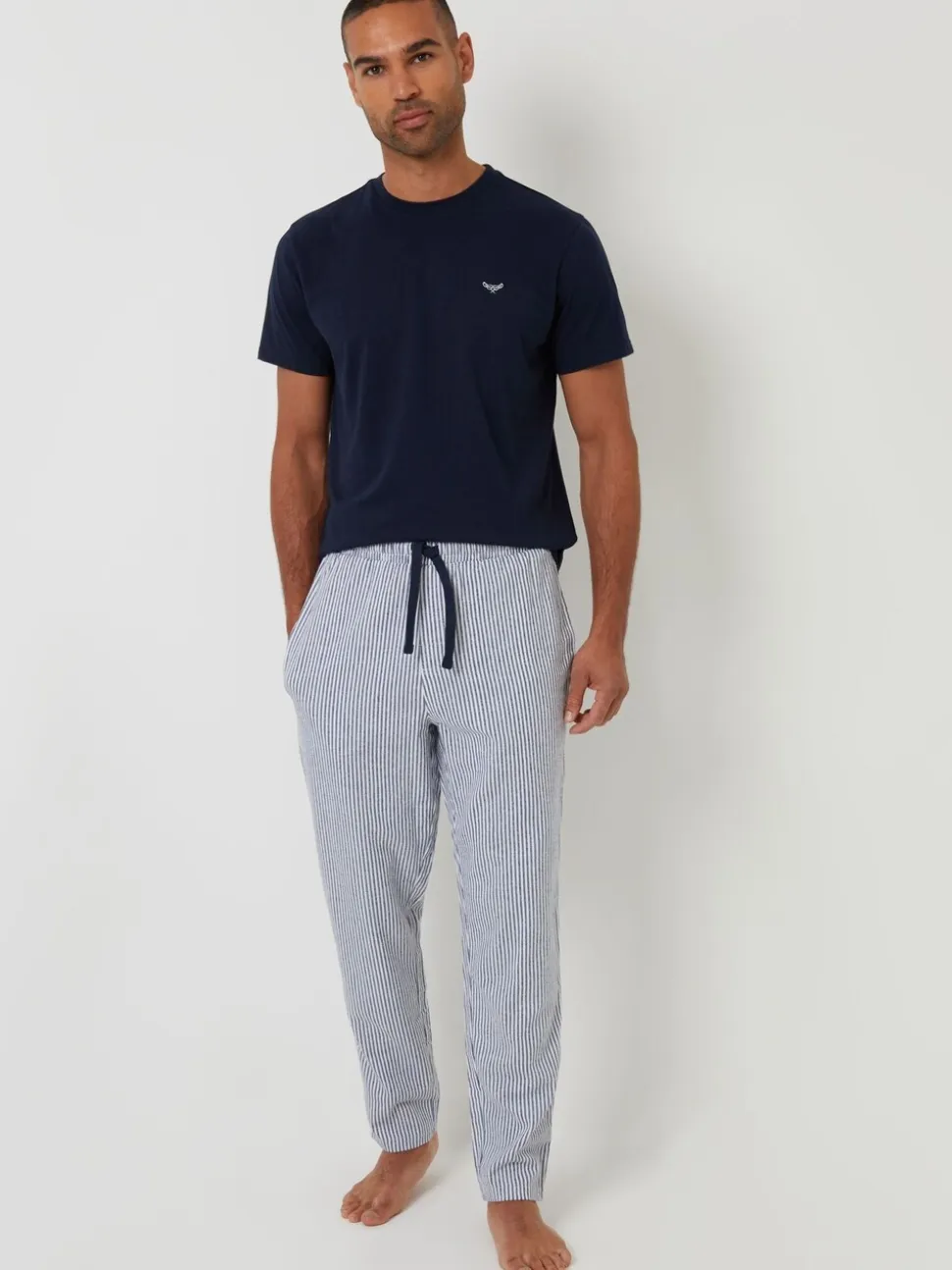 Threadbare Short Sleeve Top & Stripe Trousers Pyjamas Set