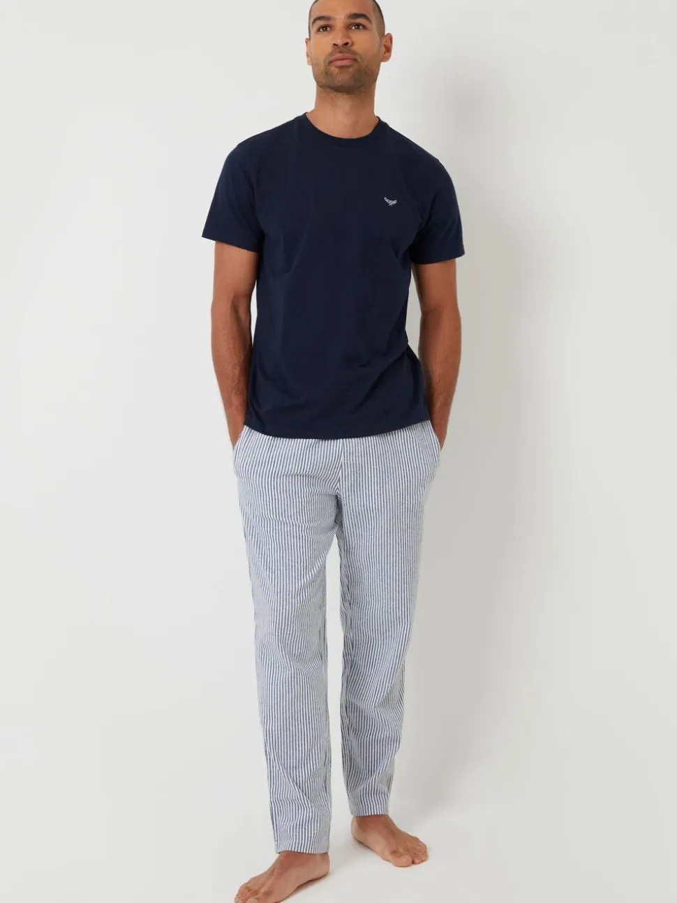 Threadbare Short Sleeve Top & Stripe Trousers Pyjamas Set