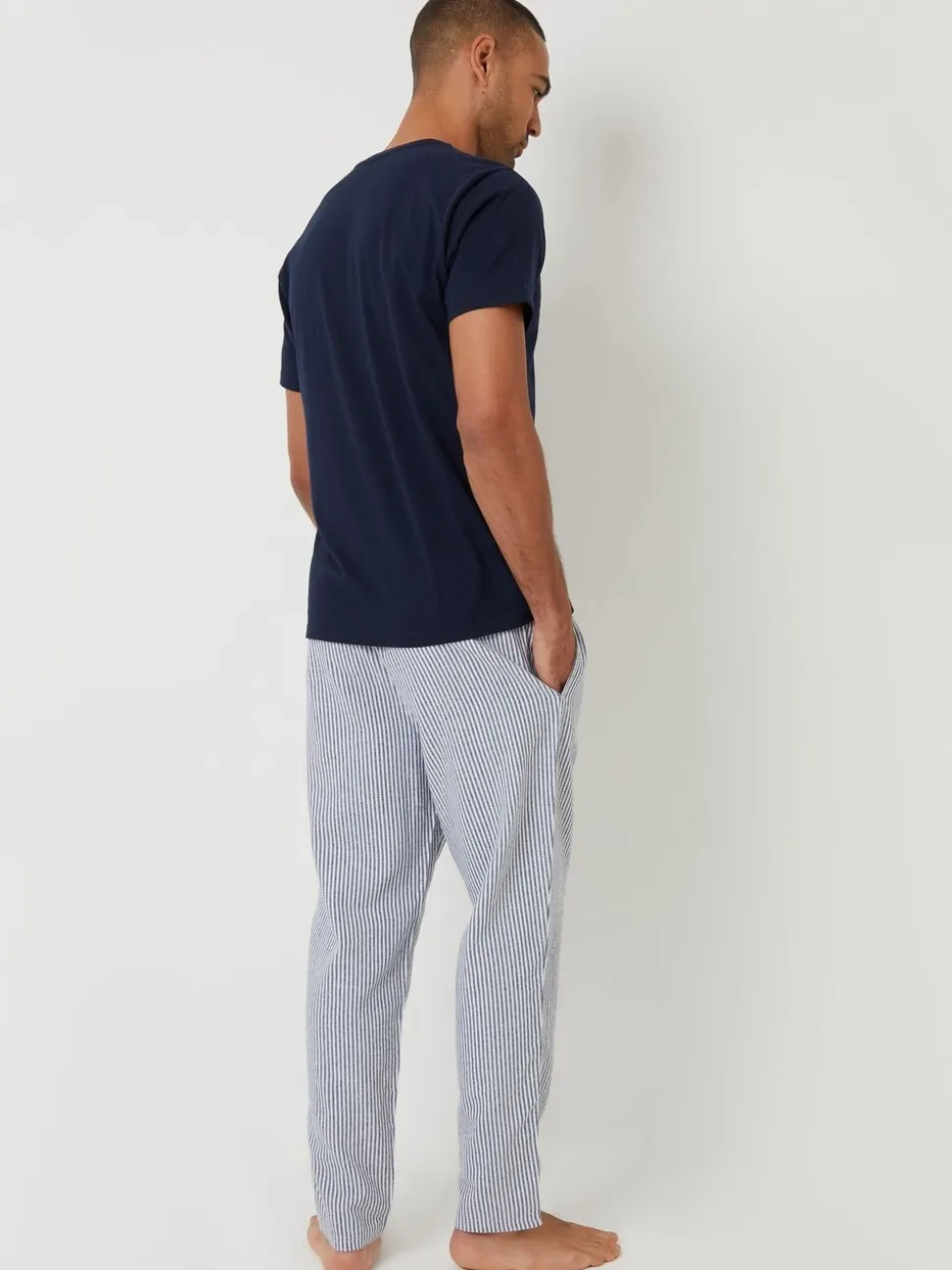 Threadbare Short Sleeve Top & Stripe Trousers Pyjamas Set