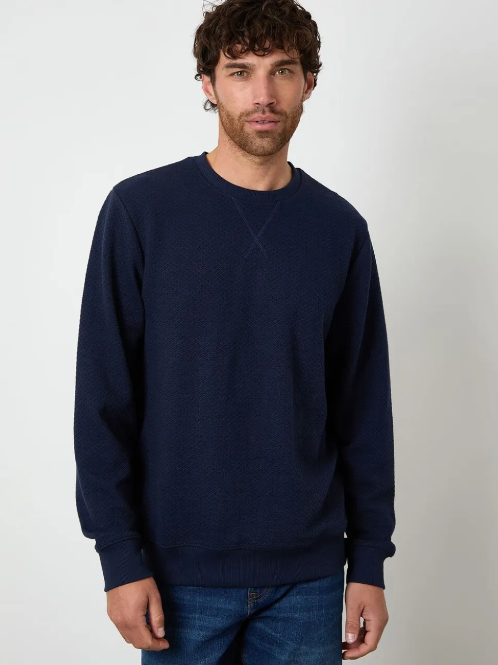 Threadbare Textured Crew Neck Sweatshirt