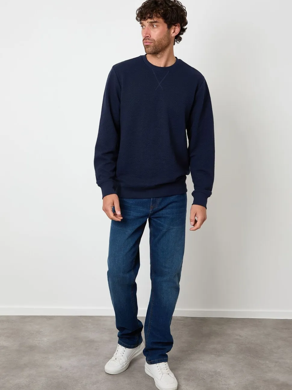 Threadbare Textured Crew Neck Sweatshirt