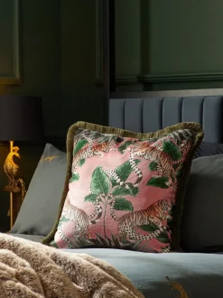 Tiger Print Velvet Cushion