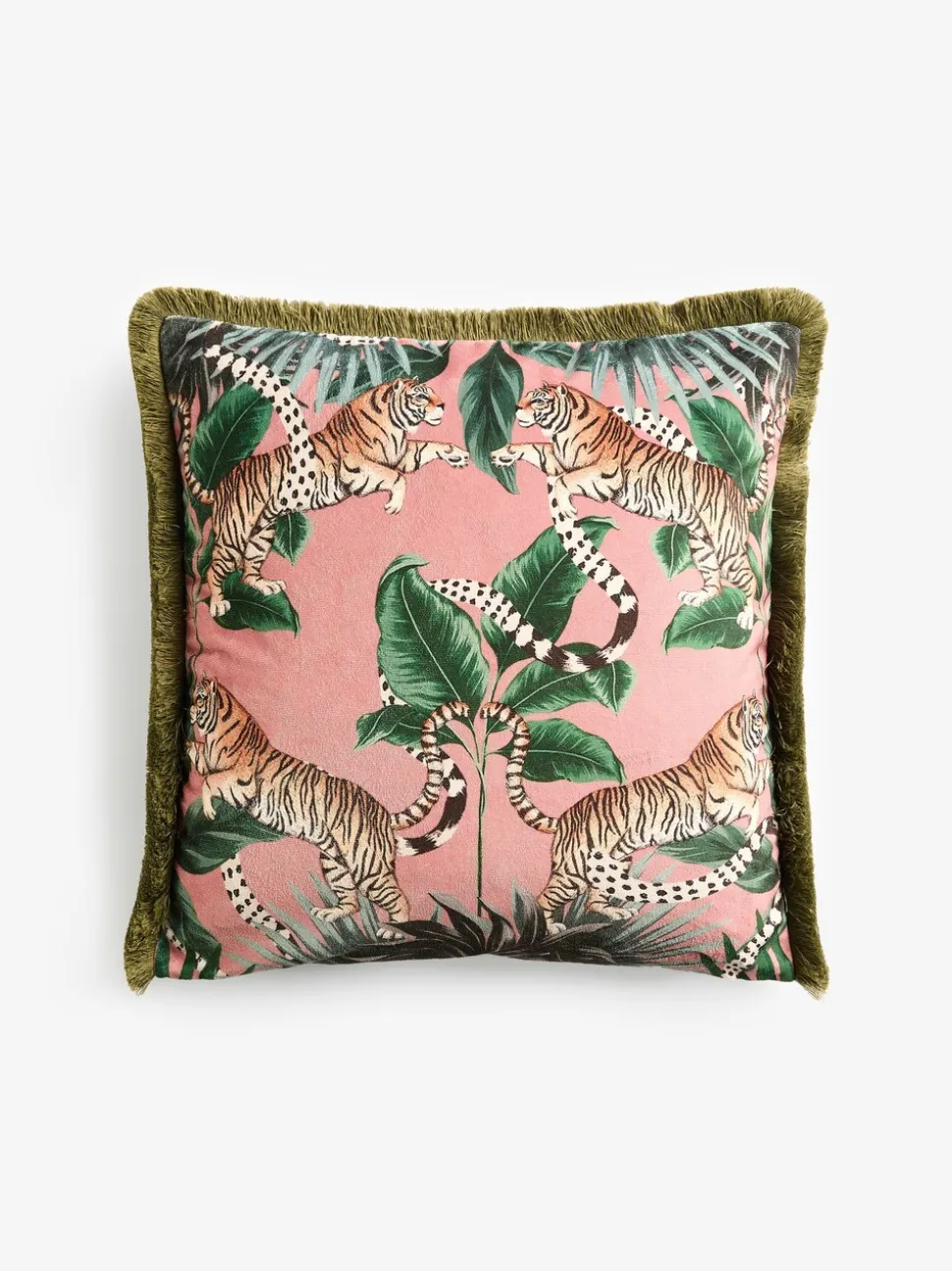 Tiger Print Velvet Cushion