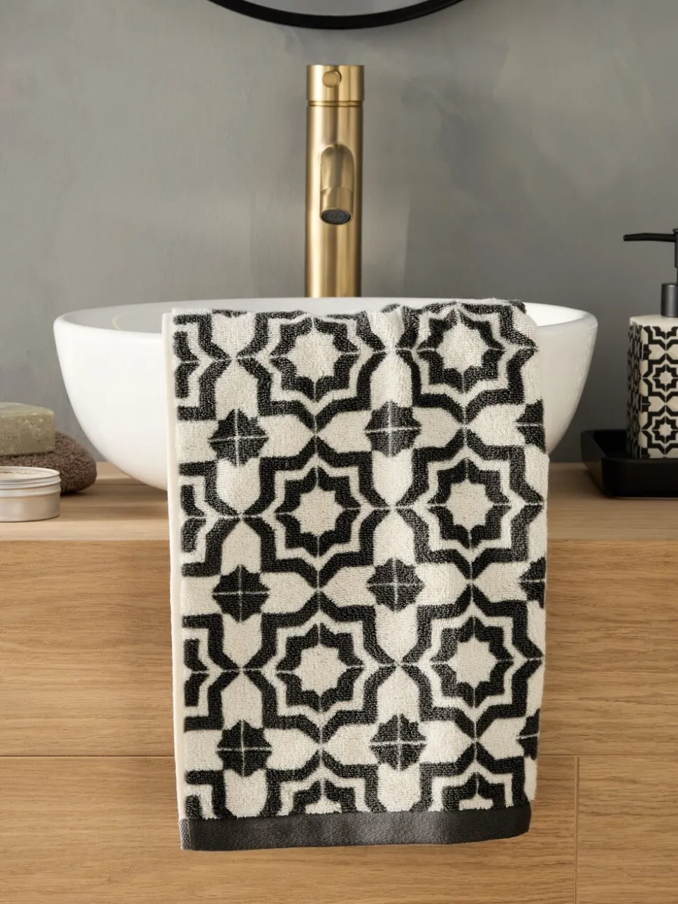 Tile Geo 100% katoenen handdoeken
