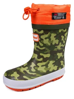 ToeZone - Oranje regenlaarzen met camouflageprint en gestrikte bovenkant
